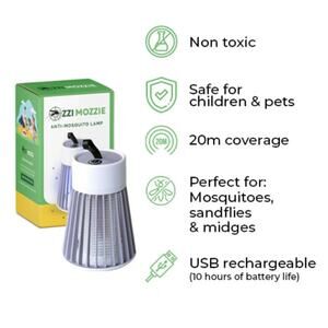 Ozzi Mozzie UV Mosquito Lamp Zapper USB Rechargeable Indoor Outdoor Bug Trap NIB
